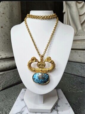 Magnificent 18k Gold Plated Artisan Byzantine Coin Ram Unicorn Coin Necklace